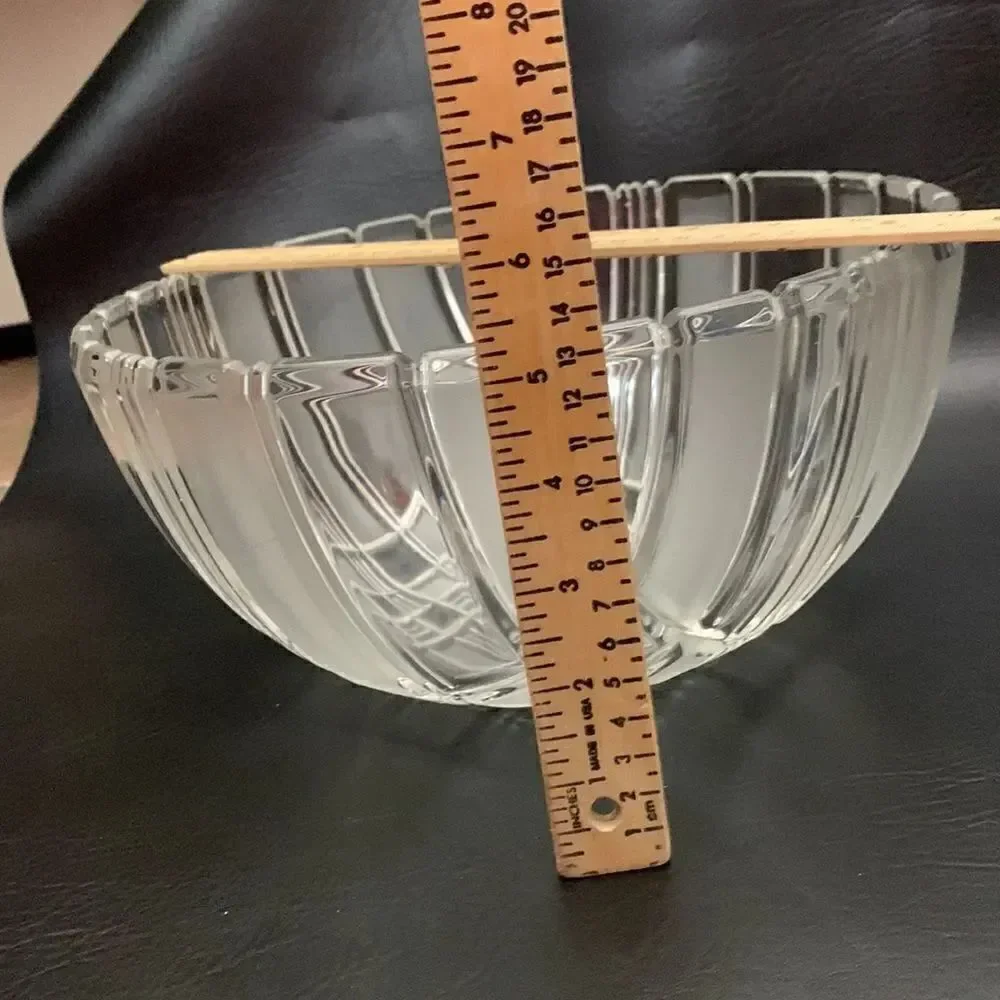 Clear Frosted Glass Heavy Serving Bowl Cut Glass Diamond Square Rectangle 4 Qt
